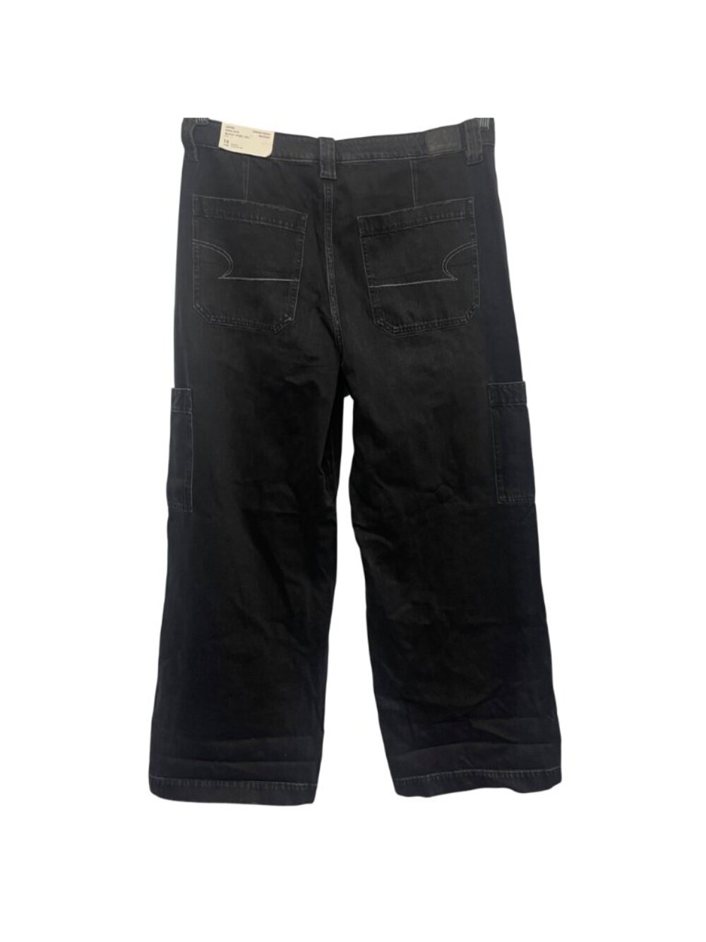 American Eagle Super High Rise Baggy Wide Leg Women’s Black Jeans Reg 14 (36x32) - Picture 2 of 12